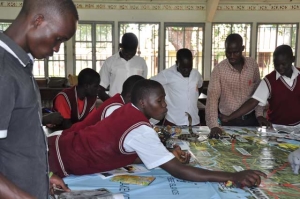 Dallas printer A.J. Bart donated this huge Ugandan Map to the class