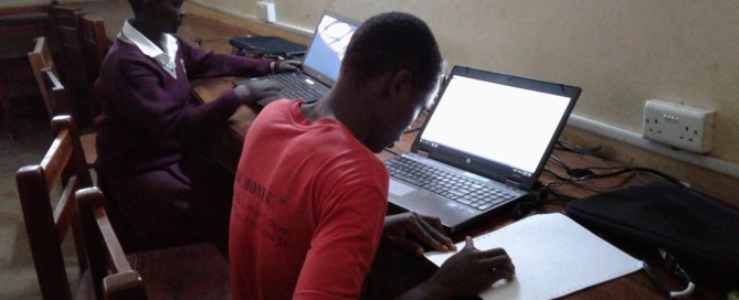 Blind students studying in Gulu High School Computer Lab